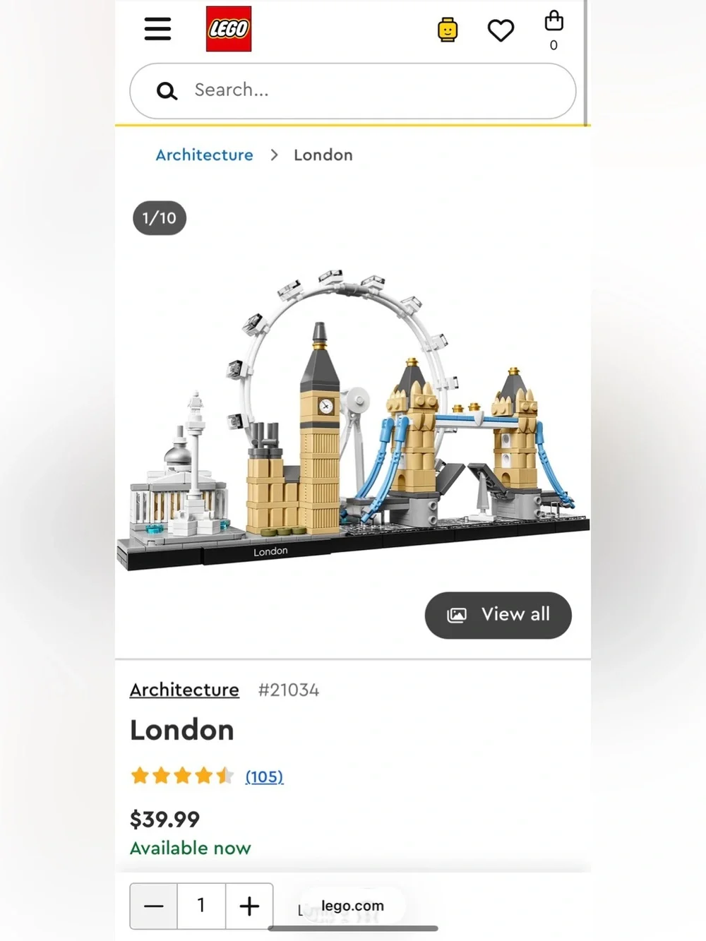 LEGO Architecture London Skyline 21034 | Retired | Box & Instructions